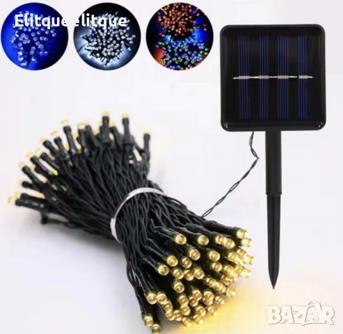 Соларни коледни лампички 12 метра , 100 лампи 5 програми , 4 цвята по избор, снимка 4 - Други - 51957008