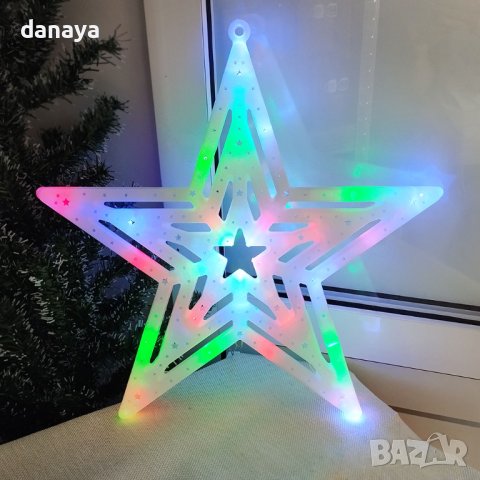 4229 Светеща коледна звезда с LED свeтлини украса за стена 40см, снимка 3 - Декорация за дома - 42682693