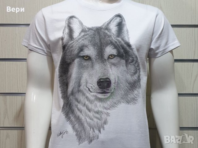 Страхотна нова мъжка тениска с дигитален печат Бял Вълк, Серия Вълци, снимка 6 - Тениски - 29104349