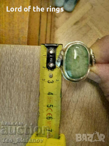 Уникален сребърен пръстен с нефрит , снимка 2 - Пръстени - 44656622