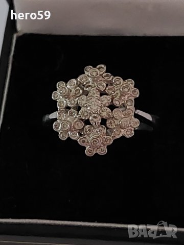 Дамски златен пръстен с брилянти(тотал 1,4 карата)бяло злато 18к., снимка 2 - Пръстени - 38897469