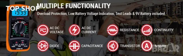 Цифров мултицет ULTRICS UT0021YB, снимка 8 - Гедорета - 48477017