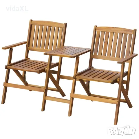 vidaXL Сгъваема градинска пейка с маса за чай, 140 см, акация масив