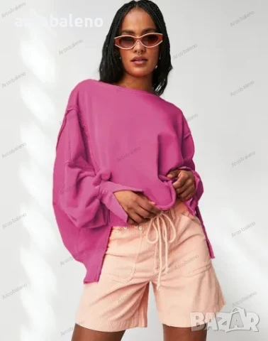 Свободен дамски суичър тип пачуърк с обло деколте, 5цвята , снимка 11 - Суичъри - 44867827