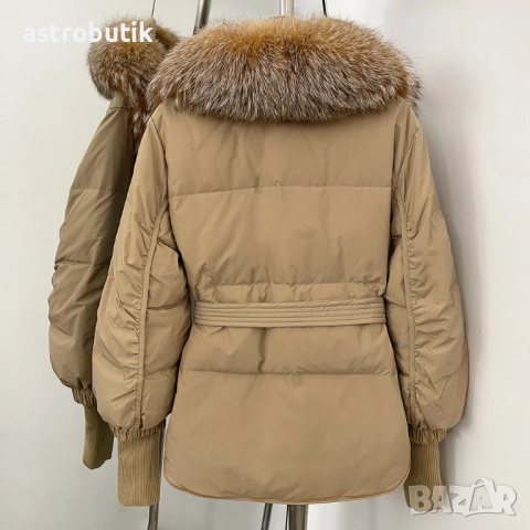 Яке с пълнеж от естествен пух и яка от лисица, снимка 4 - Якета - 52029782