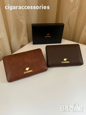 Хумидор COHIBA за 5 пури – кожен калъф, преносим