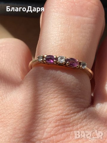 Златен пръстен със сапфири, снимка 3 - Пръстени - 44195618