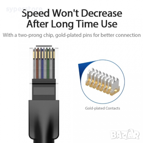 Кабел за Лан мрежа 5м Екраниран Vention IBEBJ LAN UTP CAT-6 Черен, снимка 5 - Кабели и адаптери - 36495344