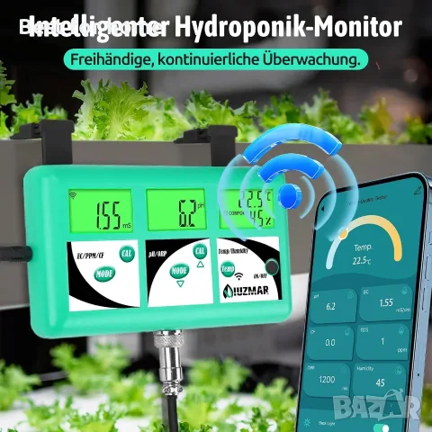 UIUZMAR pH EC TDS метър 7 в 1 pH монитор за хидропоника, снимка 3 - Други инструменти - 55898569