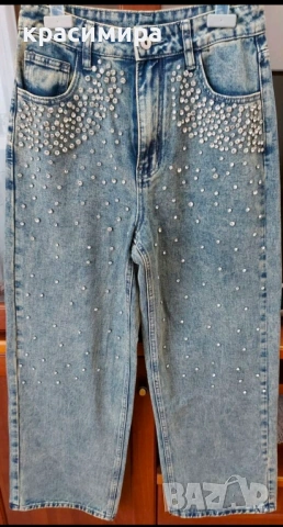 Нови дамски дънки с камъни , снимка 2 - Дънки - 54140769
