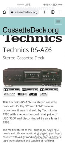 Technics RS-AZ6 мерцедес на дековете, снимка 3 - Декове - 38256823
