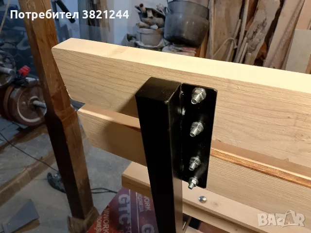 Пейка от прахово боядисан метален профил и иглолистна дървесина , снимка 7 - Градински мебели, декорация  - 47703119