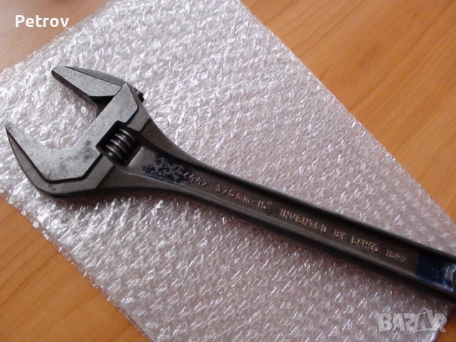 BAHCO ergo 8074 - MADE IN SWEDEN - 375 mm-15" - ORIGINAL BAHCO - ПРОФЕСИОНАЛЕН Раздвижен Ключ !!!!!!, снимка 6 - Ключове - 52251525