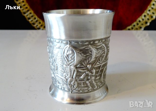 Чаша от калай за ракия,Конници,Рицари. , снимка 4 - Антикварни и старинни предмети - 44237137