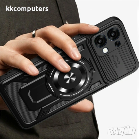 Магнитен Калъф за Oppo A6 Pro 5G / 4G с Въртяща се Стойка - TPU+PC, Военна защита, 6 цвята, снимка 11 - Калъфи, кейсове - 54291237