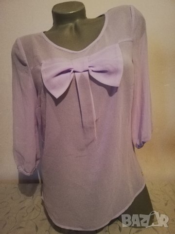Елегантна лилава полупрозрачна блуза р-р Л