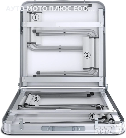 Сгъваема къмпинг маса с 4 стола и отвор за чадър - Алуминиева., снимка 3 - Къмпинг мебели - 53923705