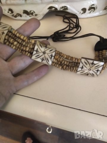 Чокър колие естествени слонова кост и кожа НАМАЛЕНИЕ , снимка 2 - Колиета, медальони, синджири - 42808938
