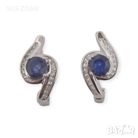 СРЕБЪРНИ ОБЕЦИ СЪС РУБИНИ САПФИРИ , снимка 2 - Обеци - 51167806