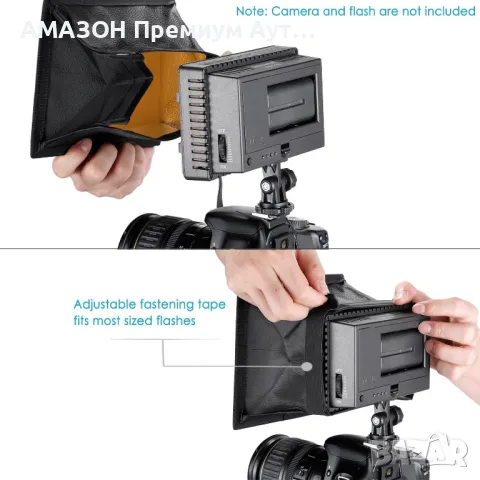 Neewer 15x17 см Сгъваем дифузьор/Мини софтбокс за CN-160/LED светлина (оранжево), снимка 3 - Чанти, стативи, аксесоари - 49731817