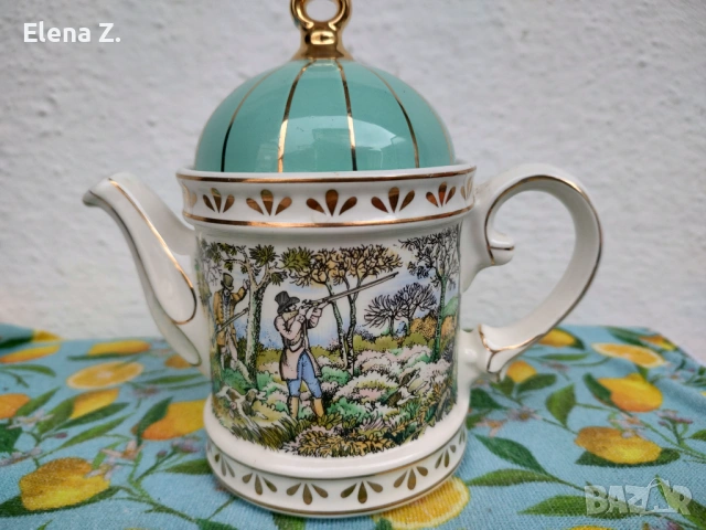 Sadler винтидж чайник с ловни сцени