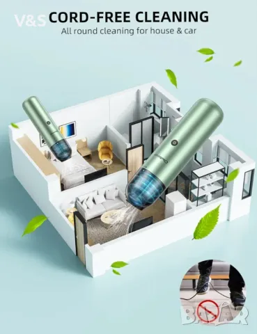 Ръчна прахосмукачка Chuboor без кабел, мини прахосмукачка за кола с висока мощност, ръчна акумулатор, снимка 9 - Прахосмукачки - 47842115