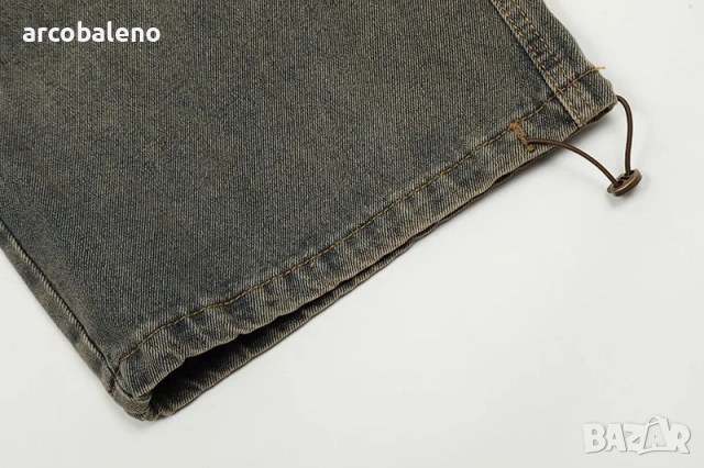 Американски дамски ретро дънки с множество джобове, свободни, изпрани, прави, широки, снимка 8 - Дънки - 51668007