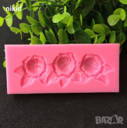 3 рози роза силиконов молд форма за украса торта с фондан шоколад, снимка 4 - Форми - 16028611