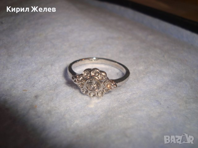 ПРЕКРАСЕН НЕЖЕН АРТ ПРЪСТЕН МЕД с БЯЛА ПОЗЛАТА и ФАСЕТИРАНИ БЛЕСТЯЩИ ЦИРКОНИ 27756, снимка 6 - Пръстени - 37510150