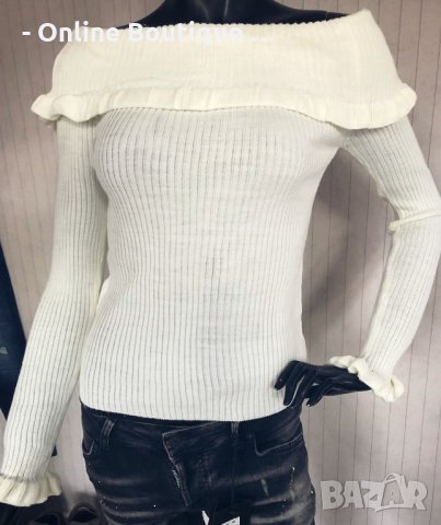 Мека блуза с голи рамене КОД 3, снимка 8 - Блузи с дълъг ръкав и пуловери - 31450081
