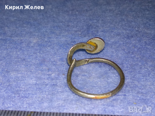 СТАР ФИН ЗМИЕВИДЕН СРЕБЪРЕН ПРЪСТЕН ВИСОКА ПРОБА СРЕБРО с БЯЛ АХАТ РЪЧНА ИЗРАБОТКА 43755, снимка 9 - Антикварни и старинни предмети - 44723047