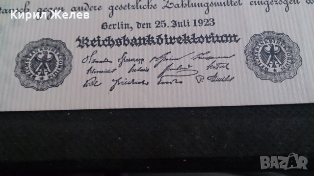 Колекционерска банкнота райх марки 1923година - 14720, снимка 3 - Нумизматика и бонистика - 29091963