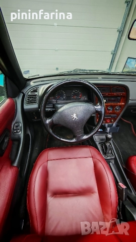 Червен кожен салон с предни и задни кори Пежо 306 кабрио , кабриолет 1998 