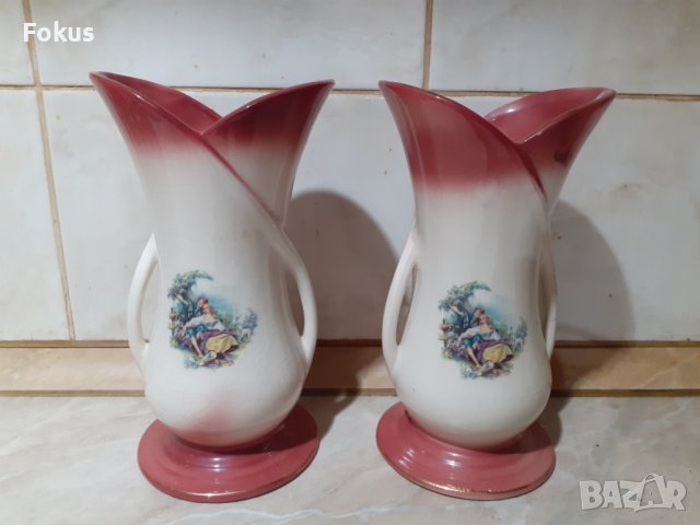 Чифт вази стар английски порцелан отлични с маркировки, снимка 2 - Антикварни и старинни предмети - 39491443