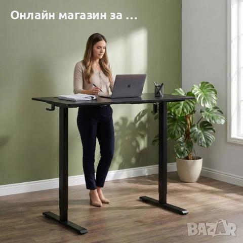 Електрическо бюро, 120x60 см, регулируема височина 72-117 см, черно, ModernHome, снимка 5 - Бюра - 53380297