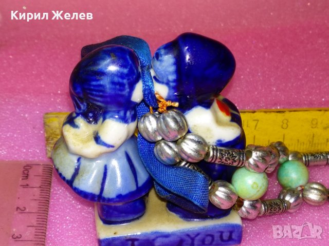 I LOVE YOU ХОЛАНДСКА ПОРЦЕЛАНОВА СТАТУЕТКА с БРОЕНИЦА СУВЕНИР от НИДЕРЛАНДИЯ РЪЧНА ИЗРАБОТКА 35256, снимка 6 - Статуетки - 44185248