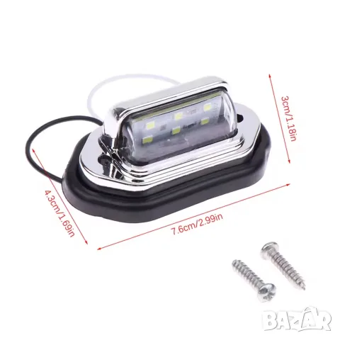 Хром комплект LED плафони за номер 12V 24V, снимка 2 - Аксесоари и консумативи - 55864549