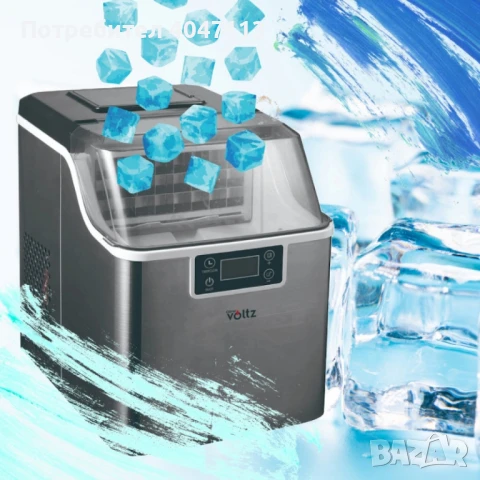 Ледогенератор Oliver Voltz, 170W, 22кг/24ч, 3.2 л, 24 квадратни кубчета за цикъл работа, Инокс, снимка 2 - Други - 51075217