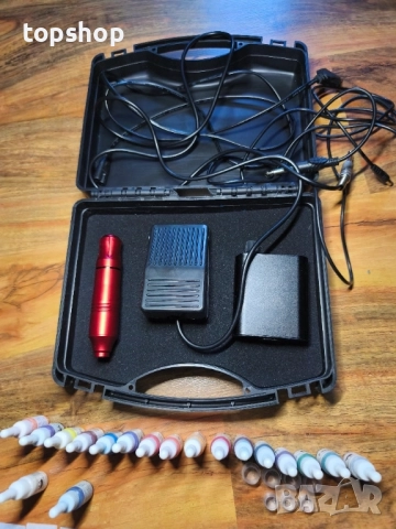 ТЕСТВАН професионален комплект за татуировки, машинка, ротационни писалки с патрони, захранване..., снимка 6 - Друго оборудване - 51598025