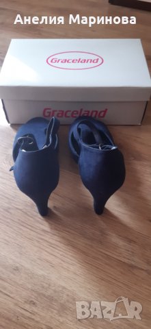 Тъмно сини сандали на ток 40, снимка 4 - Сандали - 30298428