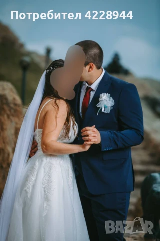 Сватбена Булчинска Рокля размер M/L, по поръчка, с презрамки, снимка 8 - Сватбени рокли - 50779082