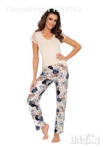 Дамска пижама в бежов цвят Sofia Donna, снимка 1