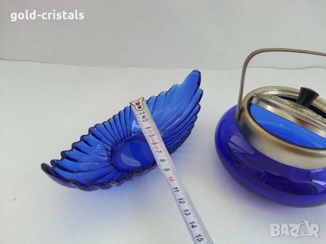 Стъклена  захарница и купичка, снимка 7 - Антикварни и старинни предмети - 30385261