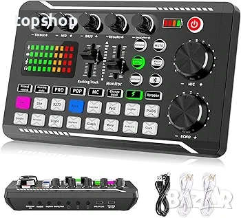 Чисто нов професионален Аудио Миксер F998 - Звукова карта за Подкаст и Стрийминг 