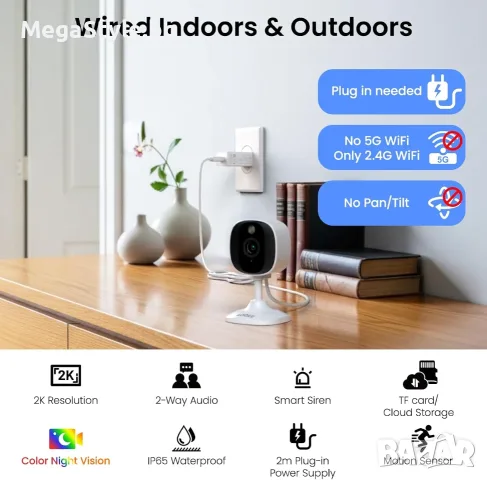 Комплект 2 броя Смарт Камери AOQEE C1 – 2K Ultra HD за Външно и Вътрешно Наблюдение, снимка 3 - IP камери - 55734878