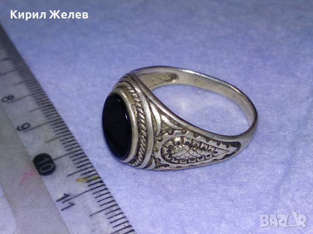 СКЪПОЦЕНЕН ОРНАМЕНТИРАН РЕТРО СРЕБЪРЕН ПРЪСТЕН СРЕБРО 925 АНГЛИЯ ЮВЕЛИРНО ШЛИФОВАН ЧЕРЕН ОНИКС 40625, снимка 8 - Пръстени - 42656041