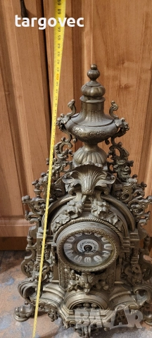 огромен бронзов масивен часовник, снимка 3 - Антикварни и старинни предмети - 52676082