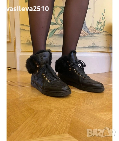 Gucci дамски кецове от естествена кожа и естествен косъм 