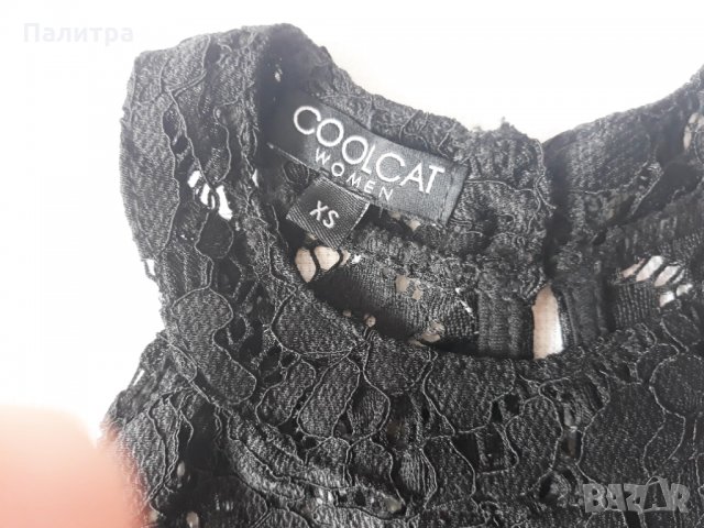 Черен дантелен потник Coolcat XS+Колие, снимка 3 - Потници - 29995388