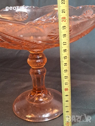 ретро стъклена фруктиера от цветно стъкло 34/3, снимка 5 - Аксесоари за кухня - 53932677